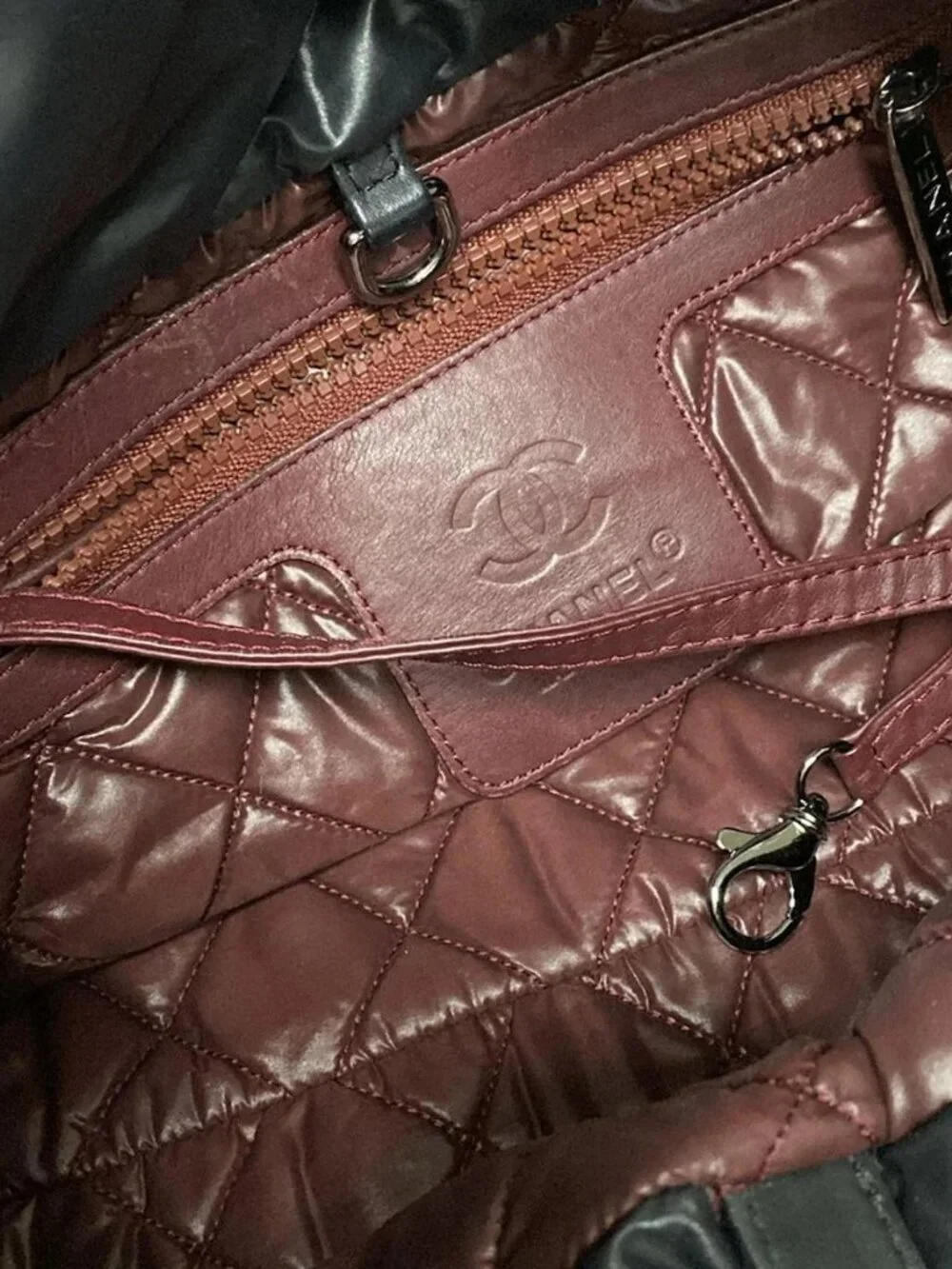 CHANEL Coco Cocoon PM Black Nylon Leather Tote Bag